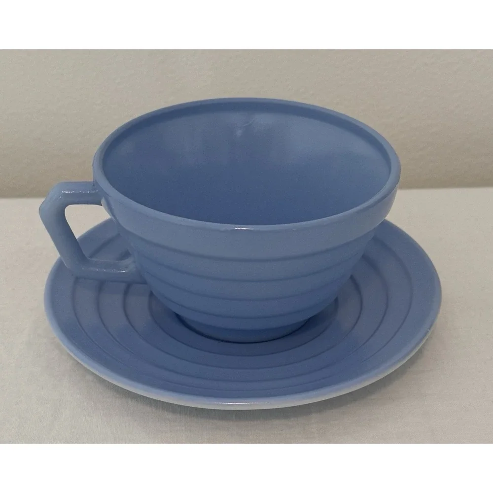Hazel Atlas Moderntone‎ Blue Cup & Saucer